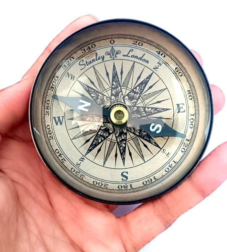 2.5'' Stanley London Brass Desk Compass Collectible Item & Navigation Tool by Woodane